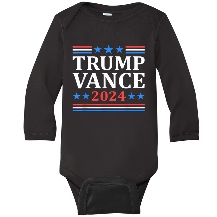 Trump Vance 2024 For President Vp Usa Election Patriotic Baby Long Sleeve Bodysuit