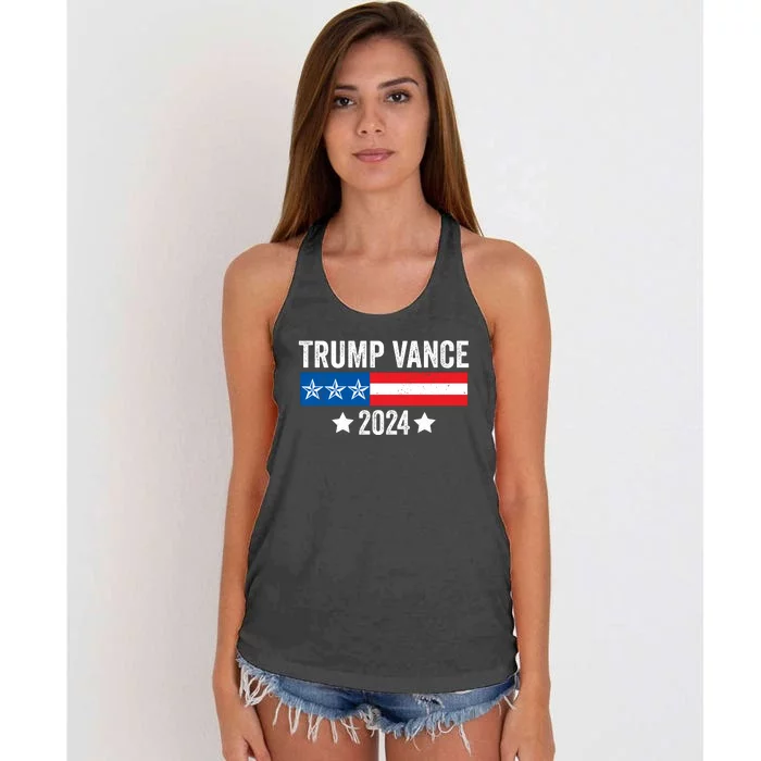 Trump Vance 2024 Retro Featuring Trump And Jd Vance Donald Trump 2024 Women's Knotted Racerback Tank