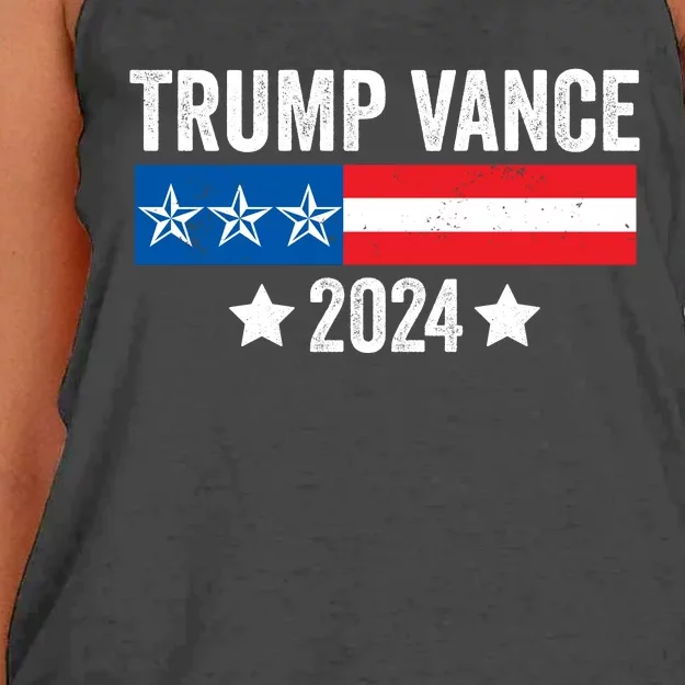 Trump Vance 2024 Retro Featuring Trump And Jd Vance Donald Trump 2024 Women's Knotted Racerback Tank