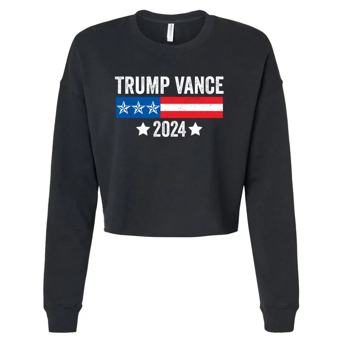 Trump Vance 2024 Retro Featuring Trump And Jd Vance Donald Trump 2024 Cropped Pullover Crew