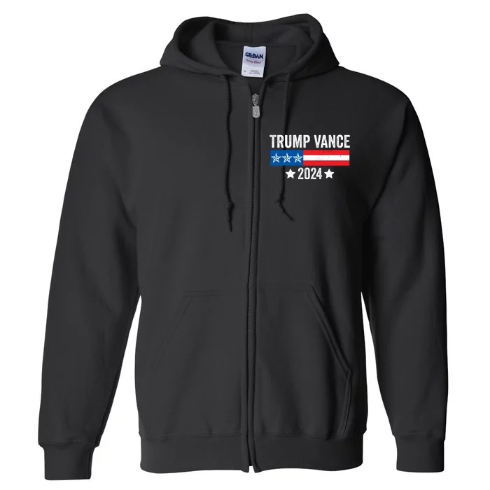 Trump Vance 2024 Retro Featuring Trump And Jd Vance Donald Trump 2024 Full Zip Hoodie