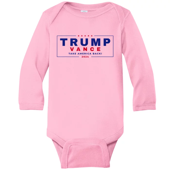 Trump Vance 2024 Donald Trump J.D. Vance Take America Back Baby Long Sleeve Bodysuit