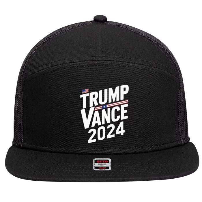 Trump Vance 2024 Election Donald Trump Jd Vance 2024 7 Panel Mesh Trucker Snapback Hat