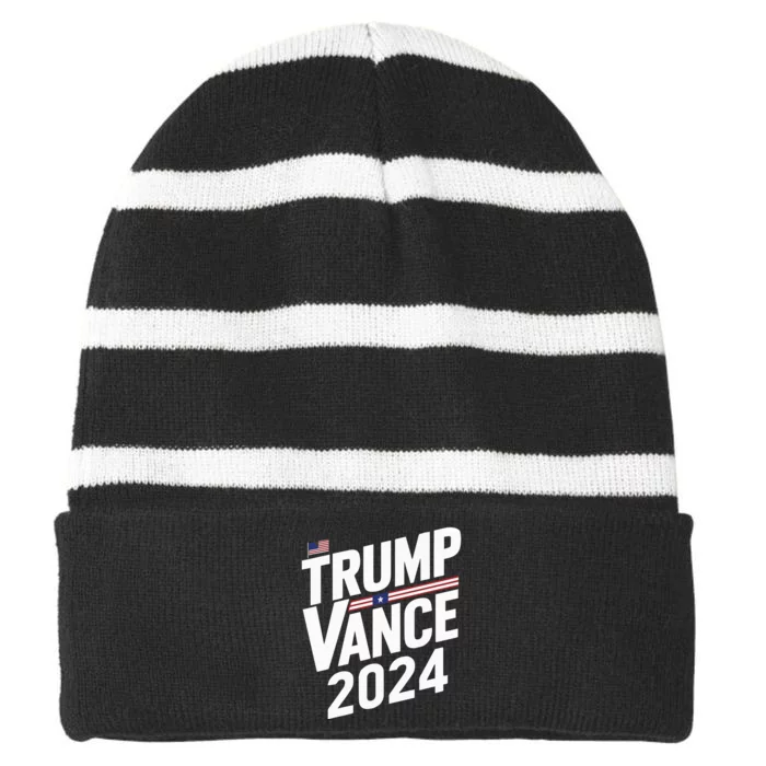 Trump Vance 2024 Election Donald Trump Jd Vance 2024 Striped Beanie with Solid Band