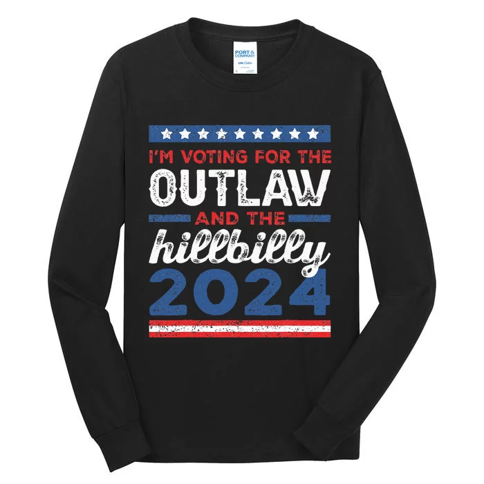 Trump Vance 2024 Outlaw Hillbilly Vintage Us Flag Tall Long Sleeve T-Shirt