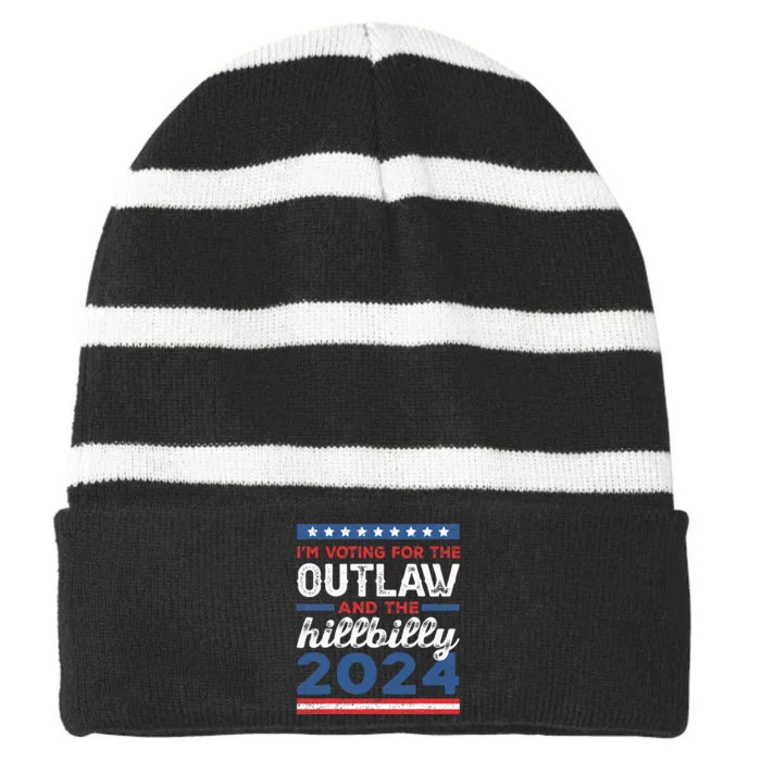 Trump Vance 2024 Outlaw Hillbilly Vintage Us Flag Striped Beanie with Solid Band