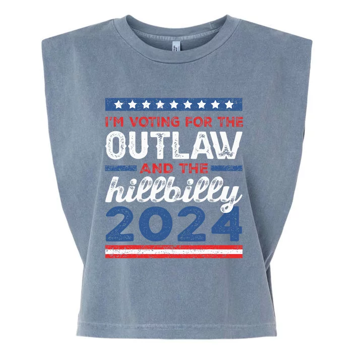 Trump Vance 2024 Outlaw Hillbilly Vintage Us Flag Garment-Dyed Women's Muscle Tee