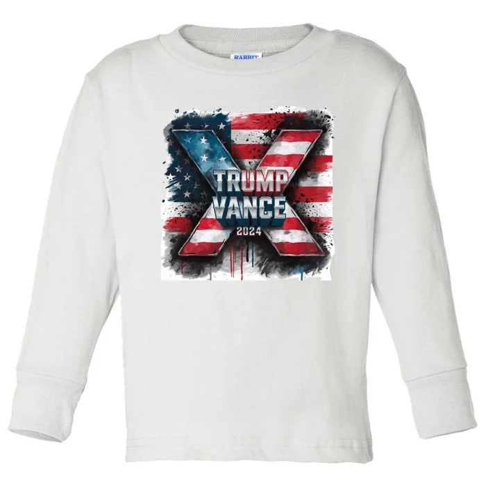 Trump Vance 2024 X Design Toddler Long Sleeve Shirt