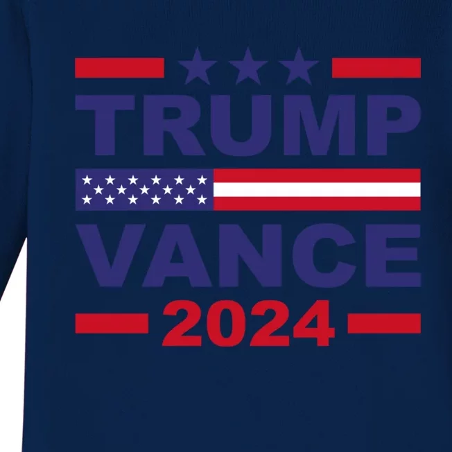 Trump Vance 2024 For President Vp Usa Election Patriotic Baby Long Sleeve Bodysuit