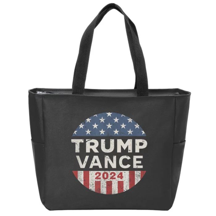 Trump Vance 2024 Vintage Button Usa Zip Tote Bag