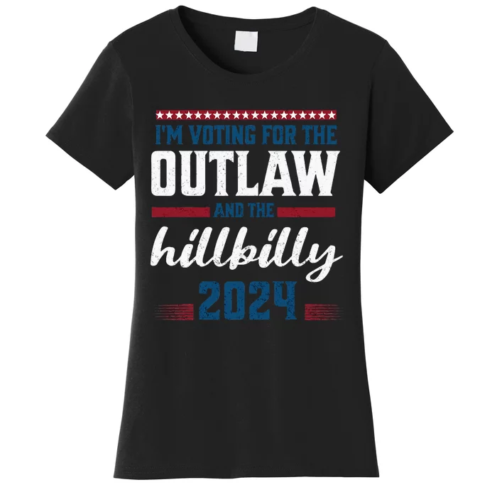 Trump Vance 2024 Outlaw Hillbilly Vintage Us Flag Women's T-Shirt