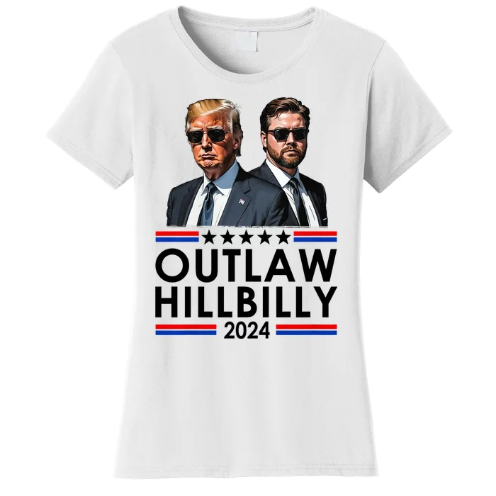 Trump Vance 2024 Outlaw Hillbilly Us Flag Vintage Elections Women's T-Shirt