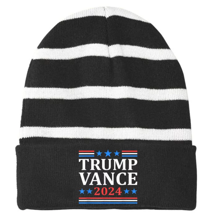 Trump Vance 2024 For President Vp Usa Election Patriotic Rally Pa Striped Beanie with Solid Band