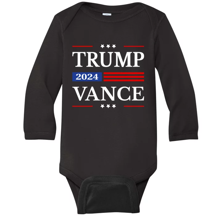 Trump Vance 2024 Election American Flag Usa Flag Donald Trump 2024 President Jd Baby Long Sleeve Bodysuit