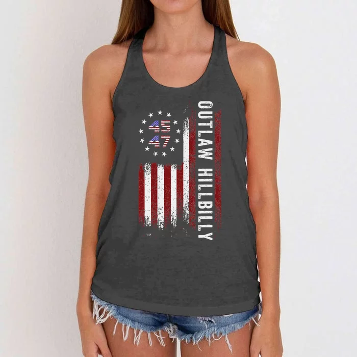 Trump Vance 2024 Donald Trump J.D. Vance Outlaw Hillbilly Women's Knotted Racerback Tank