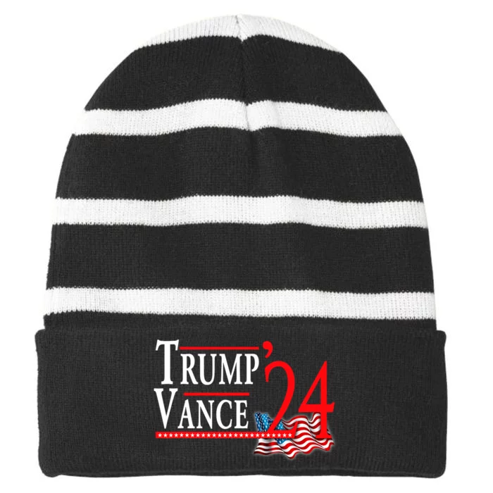 Trump Vance 2024 President Trump Supporter Pro Trump Striped Beanie with Solid Band