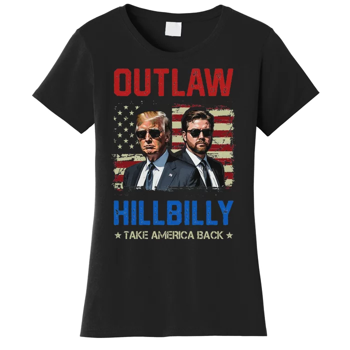 Trump Vance 2024 Outlaw Hillbilly Us Flag Vintage Elections Women's T-Shirt