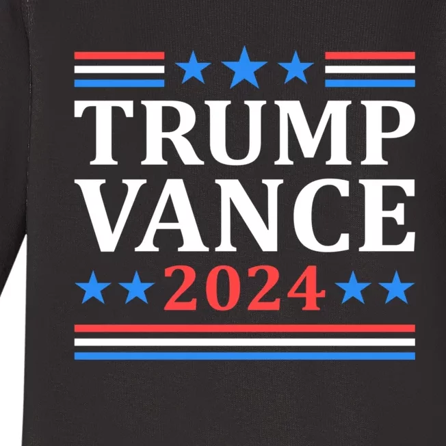 Trump Vance 2024 For President Vp Usa Election Patriotic Baby Long Sleeve Bodysuit