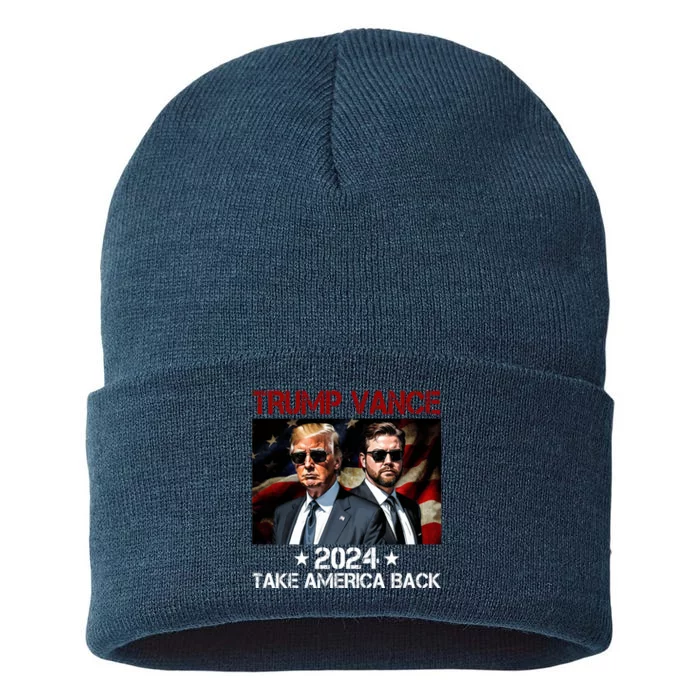 Trump Vance 2024 Take America Back Usa Election Sustainable Knit Beanie