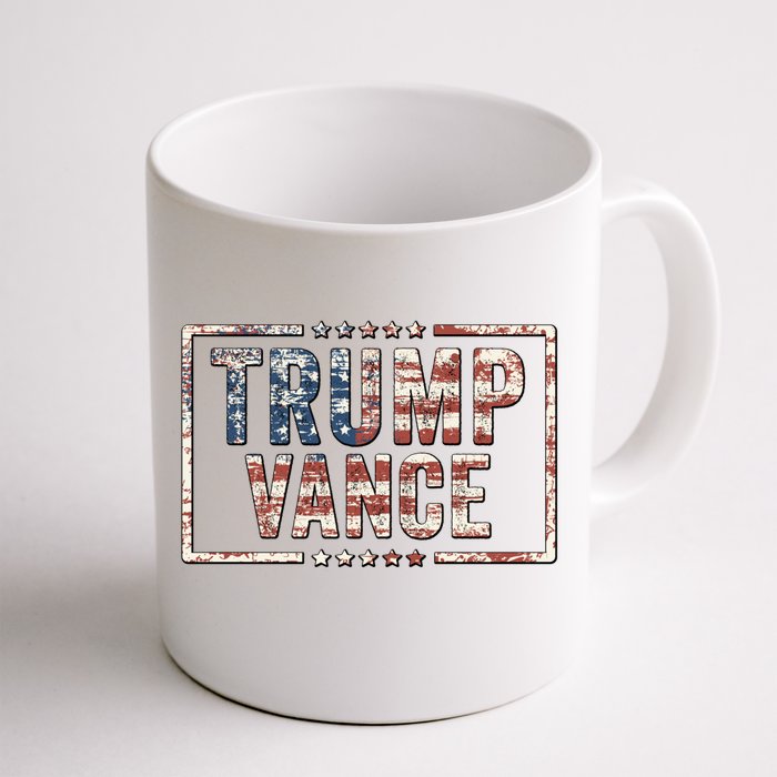 Trump Vance 2024 Vintage Worn American Flag Style Gift Front & Back Coffee Mug