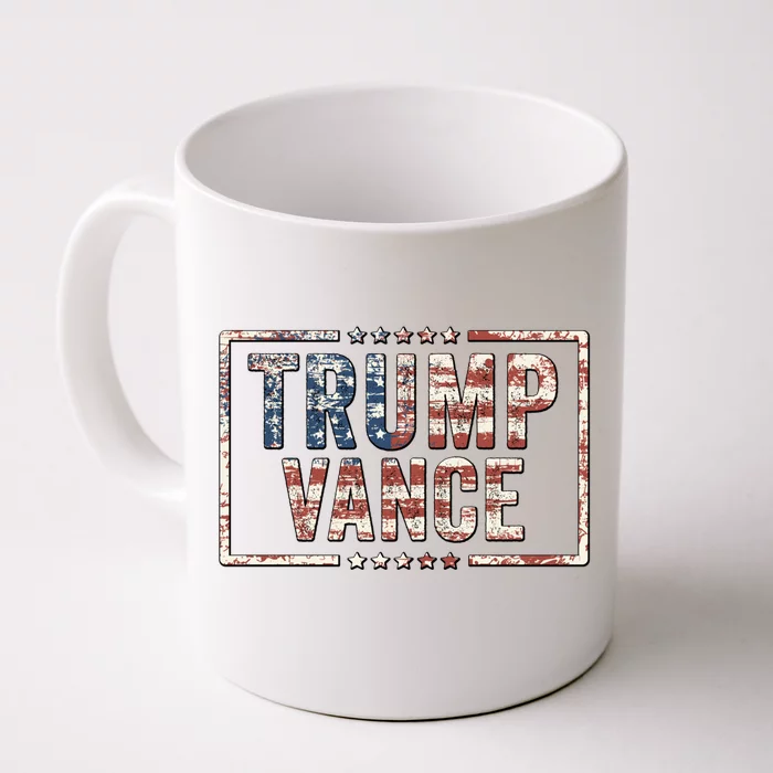 Trump Vance 2024 Vintage Worn American Flag Style Gift Front & Back Coffee Mug