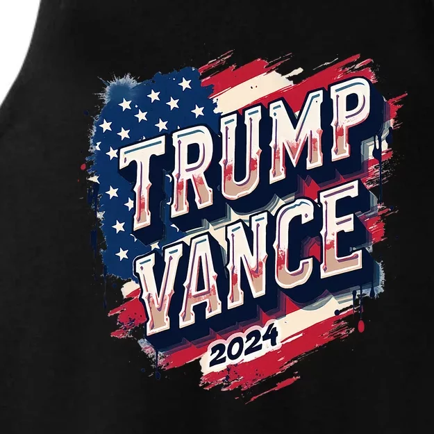 Trump Vance 2024 Retro Stripe Trump Jd Vance Ladies Tri-Blend Wicking Tank