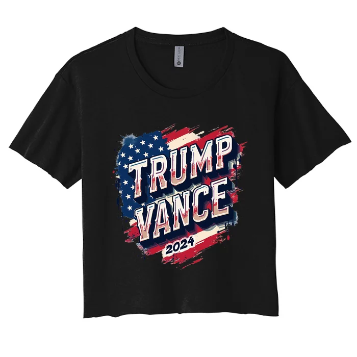 Trump Vance 2024 Retro Stripe Trump Jd Vance Women's Crop Top Tee