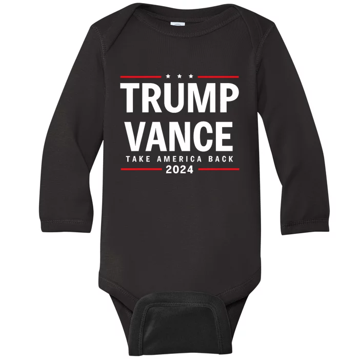 Trump Vance 2024 Vice President America Election Vote 47 Baby Long Sleeve Bodysuit