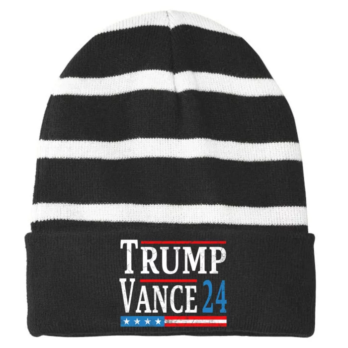 Trump Vance 2024 President Trump Supporter Reelection Striped Beanie with Solid Band