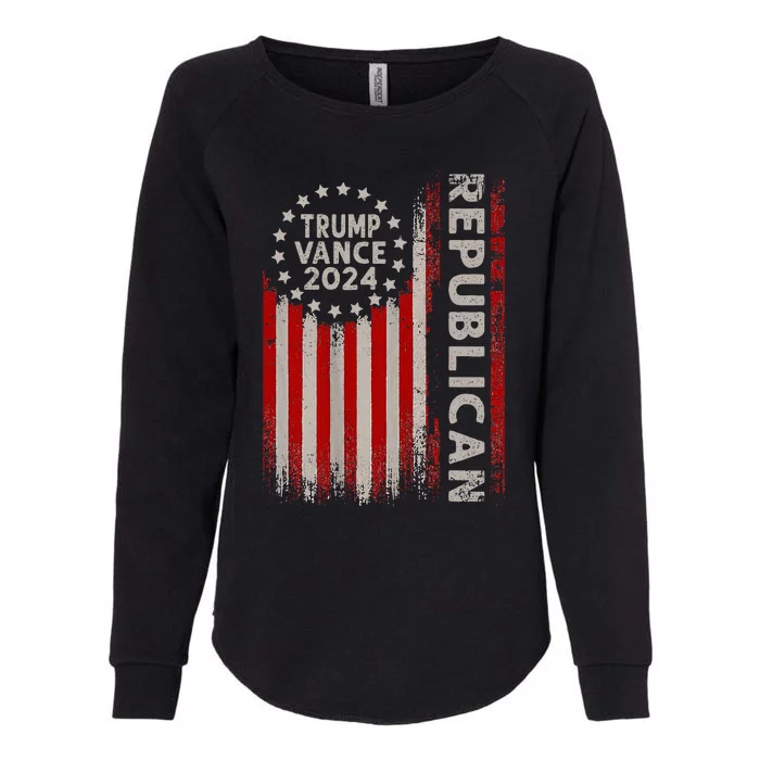 Trump Vance 2024 Us Flag Republican 2024 President Election Womens California Wash Sweatshirt