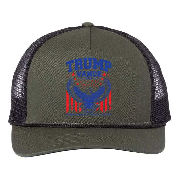 Trump Vance 24 Trump Jd Vance Eagle Trump Shot Retro Rope Trucker Hat Cap