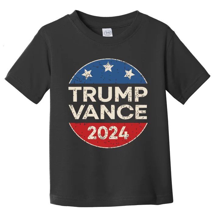 Trump Vance 2024 Retro Button Vice President Vp Election Toddler T-Shirt