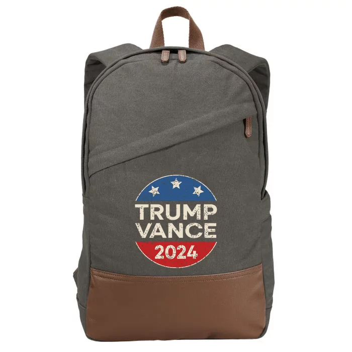 Trump Vance 2024 Retro Button Vice President Vp Election Cotton Canvas Backpack