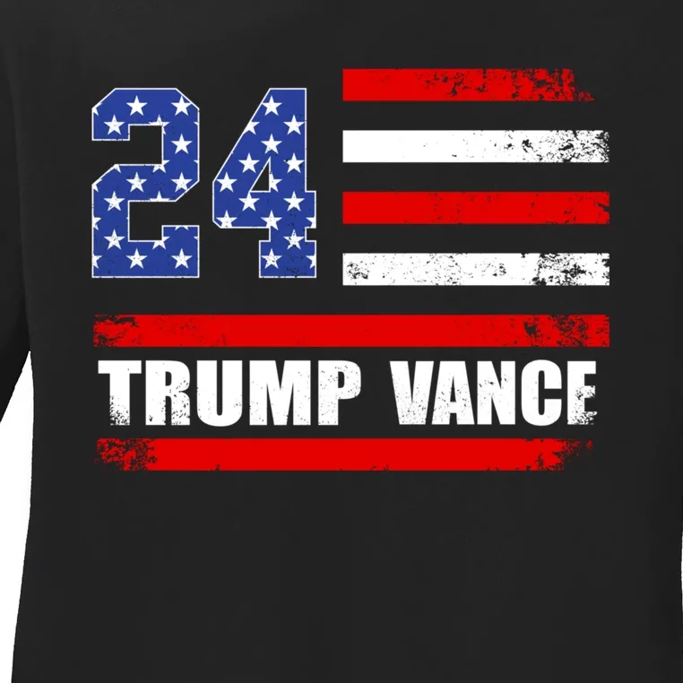 Trump Vance 2024 President Trump Supporter Reelection Ladies Long Sleeve Shirt