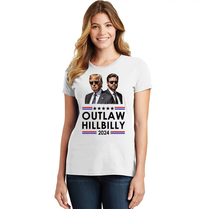 Trump Vance 2024 Outlaw Hillbilly Us Flag Vintage Elections Women's T-Shirt