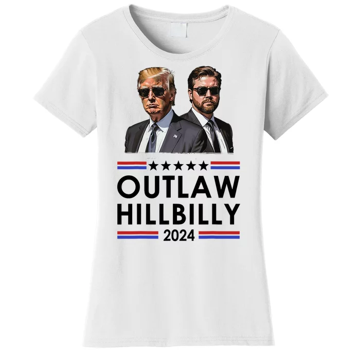 Trump Vance 2024 Outlaw Hillbilly Us Flag Vintage Elections Women's T-Shirt