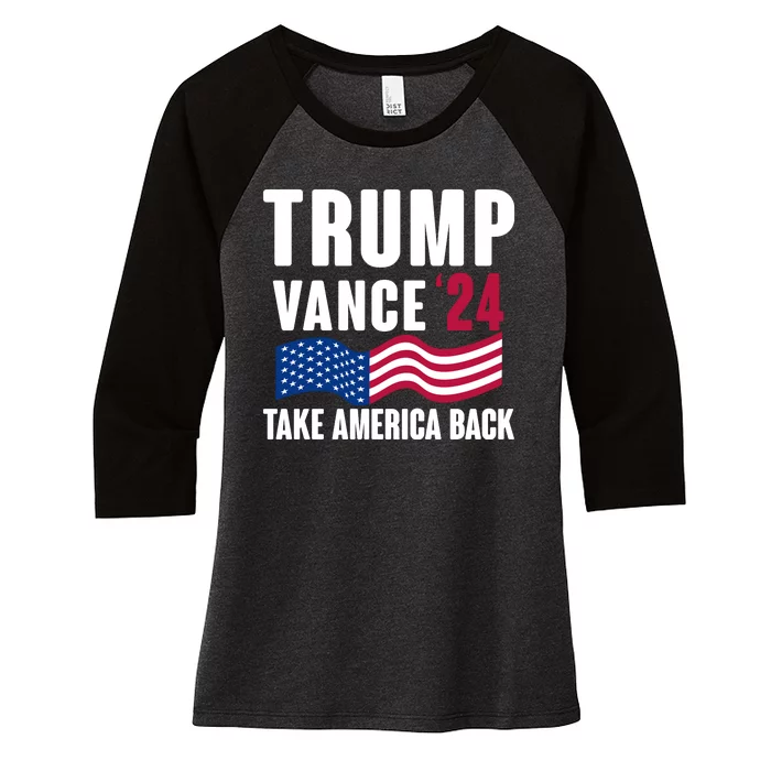 Trump Vance 2024 Take America Back Women's Tri-Blend 3/4-Sleeve Raglan Shirt