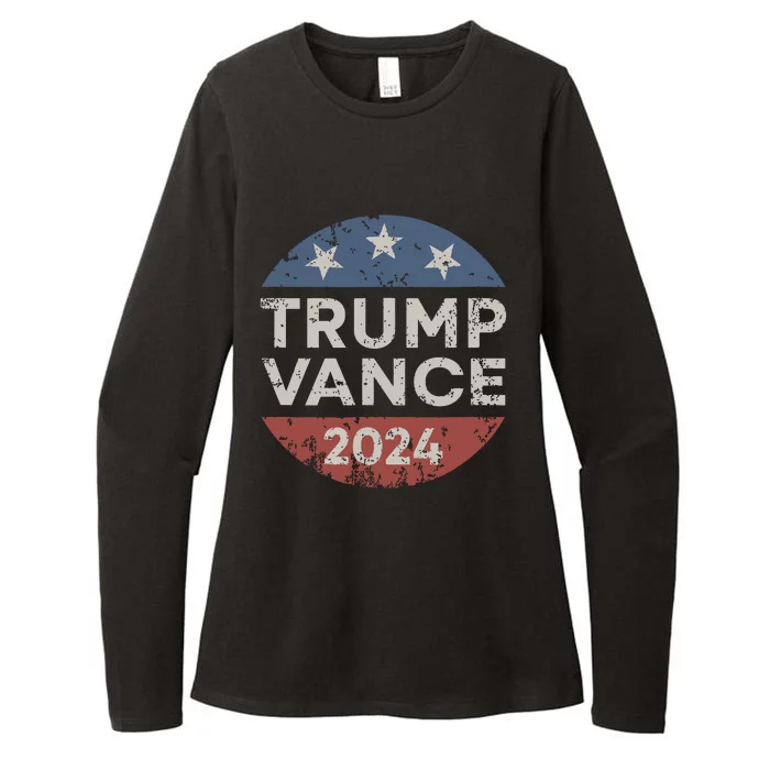 Trump Vance 2024 Vice President Vp Election Retro Button Womens CVC Long Sleeve Shirt