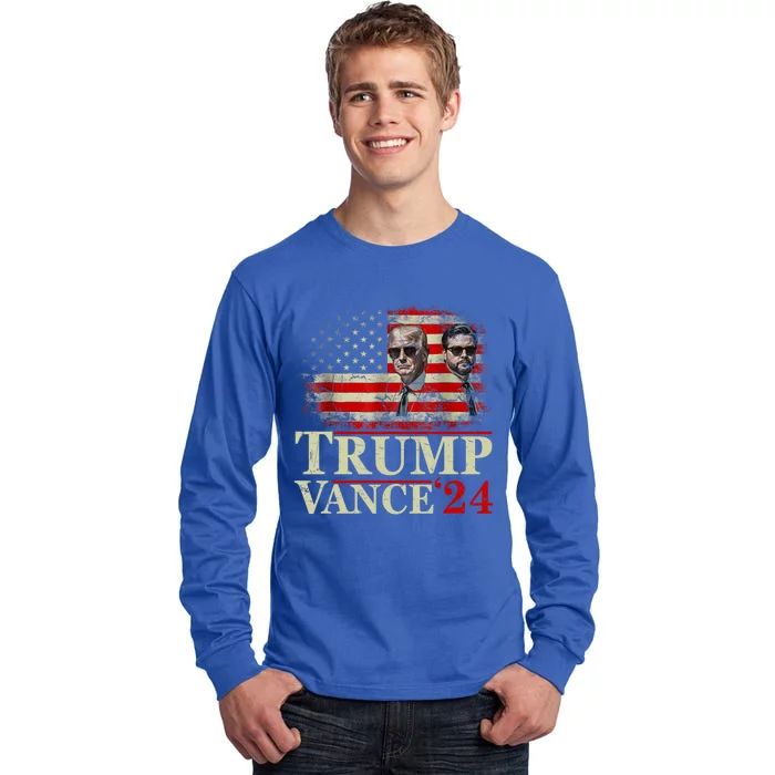 Trump Vance 24 Vintage 2024 Funny Gift Tall Long Sleeve T-Shirt