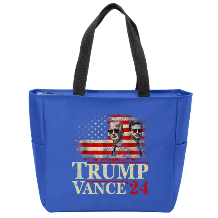 Trump Vance 24 Vintage 2024 Funny Gift Zip Tote Bag