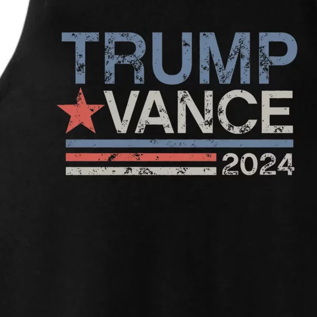 Trump Vance 2024 Retro Stripe Trump Jd Vance Ladies Tri-Blend Wicking Tank