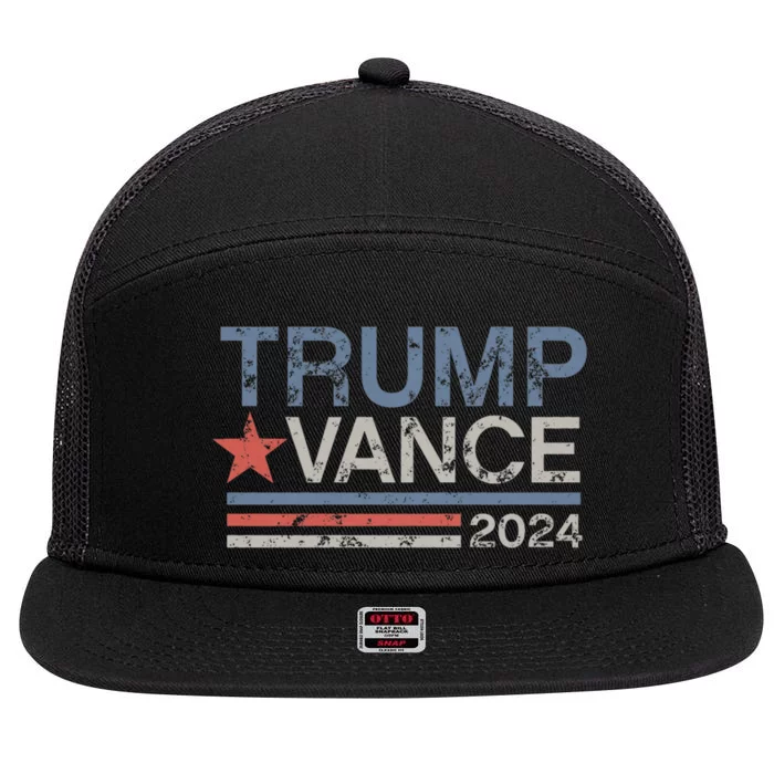 Trump Vance 2024 Retro Stripe Trump Jd Vance 7 Panel Mesh Trucker Snapback Hat