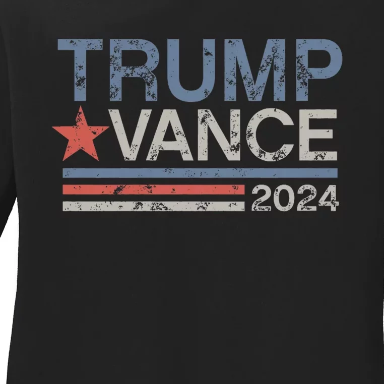 Trump Vance 2024 Retro Stripe Trump Jd Vance Ladies Long Sleeve Shirt