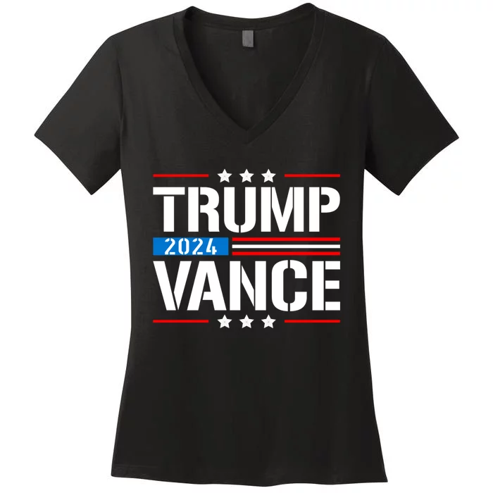 Trump Vance 2024 Vote Trump Retro Vintage Usa Flag Style Women's V-Neck T-Shirt