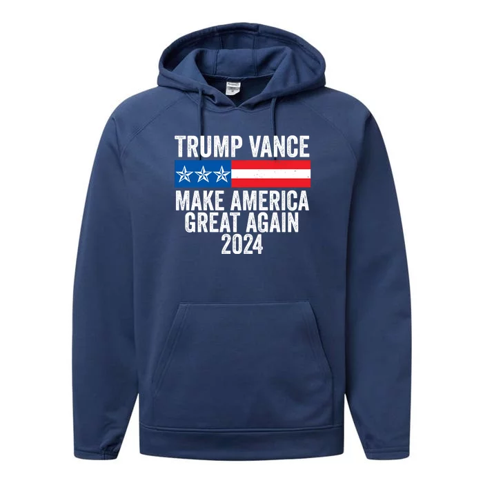 Trump Vance 2024 Make America Great Again Performance Fleece Hoodie