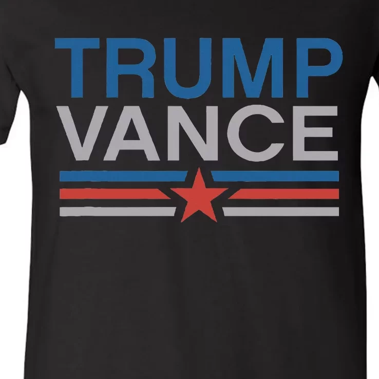 Trump Vance 2024 Retro Stripe And Star Trump Jd Vance V-Neck T-Shirt