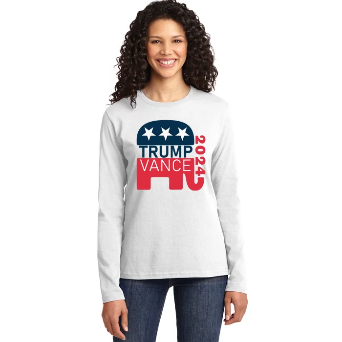 Trump Vance 2024 President Vote Usa Election Maga Ladies Long Sleeve Shirt