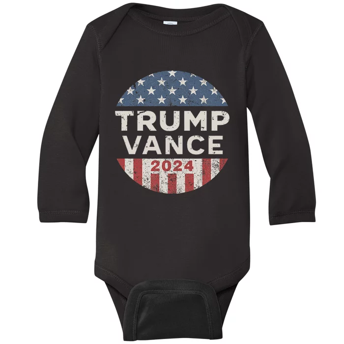 Trump Vance 2024 Vintage Button Usa Baby Long Sleeve Bodysuit