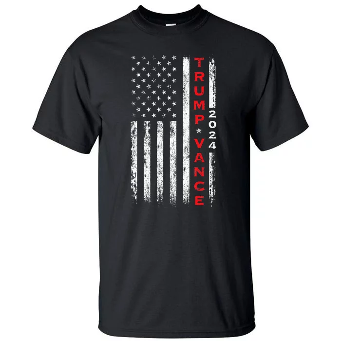 Trump Vance 2024 Vintage Subdued Vertical Flag Tall T-Shirt