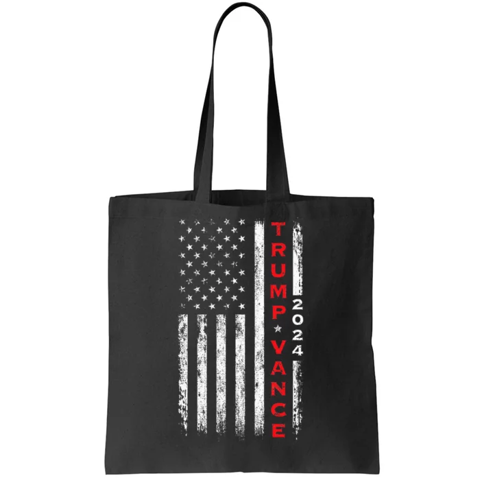 Trump Vance 2024 Vintage Subdued Vertical Flag Tote Bag